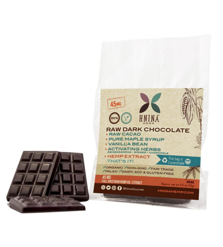 Hemp Extract Raw Dark Chocolate Bars